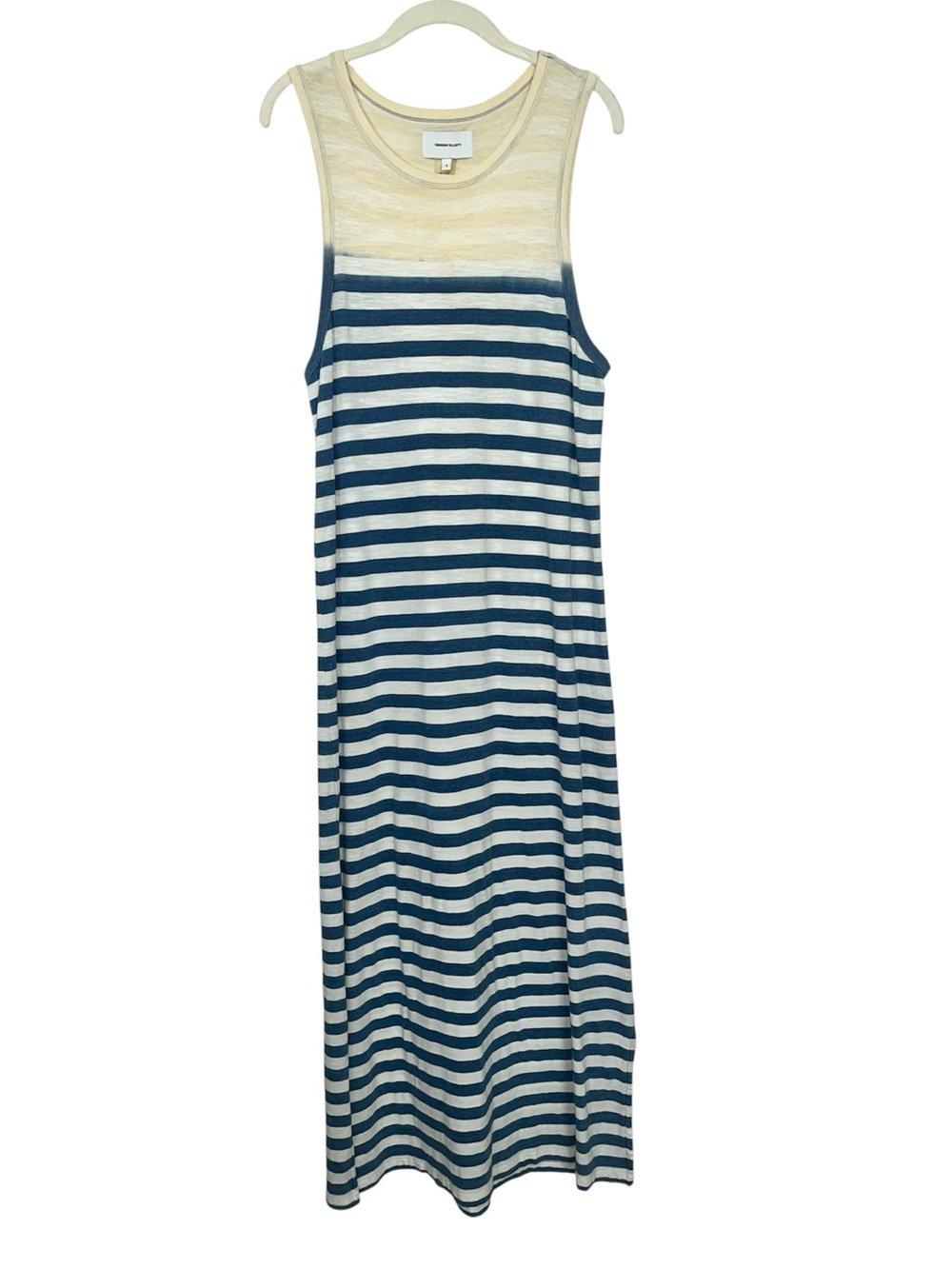 Current/Elliott The Perfect Muscle Tee Striped Maxi Dress Blue Cream Sz 1 Small - Picture 2 of 10